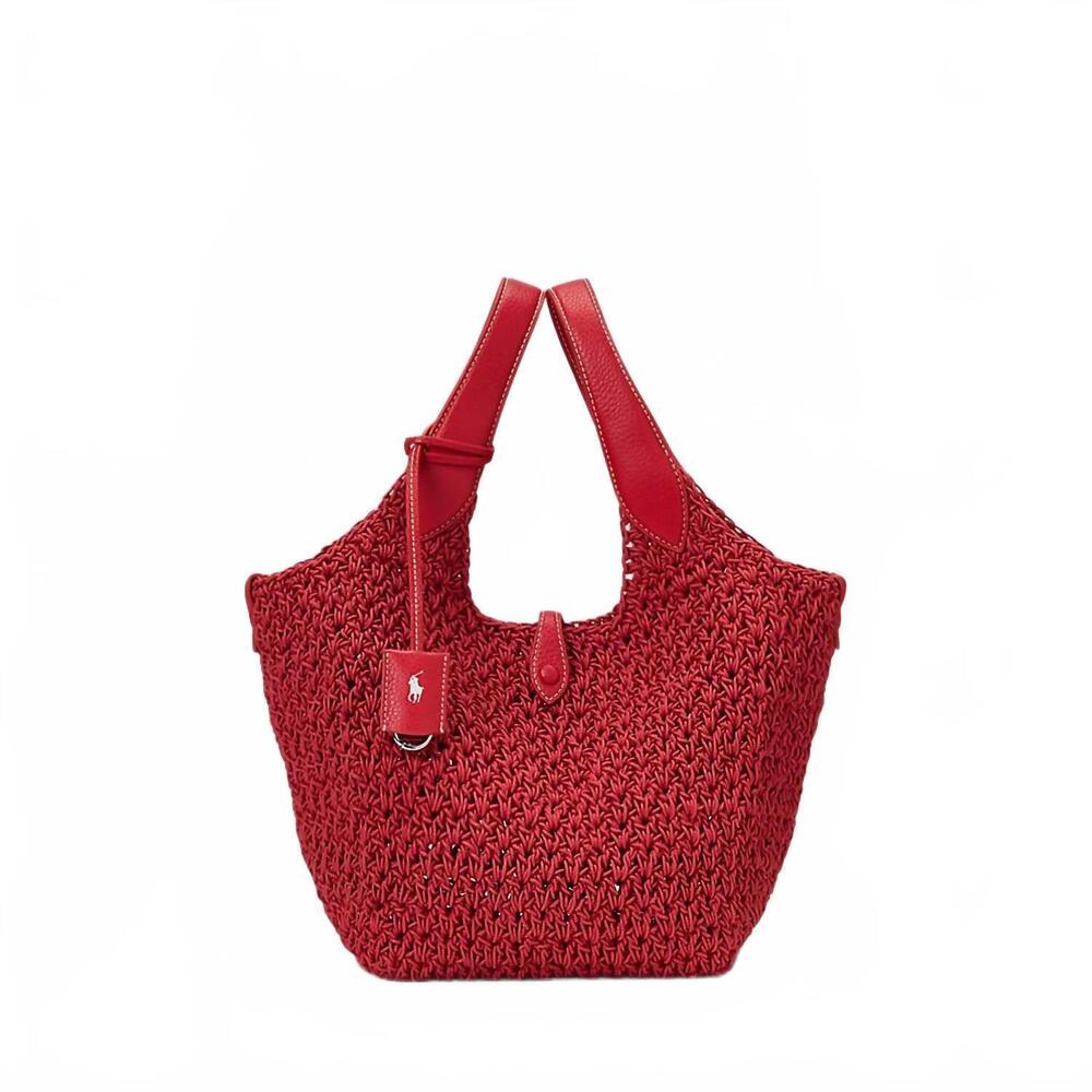 NEW POLO RALPH LAUREN woven tote bag in red